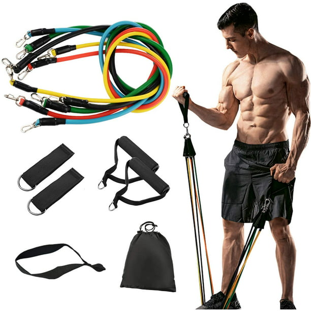 Full Set Of Fitness Resistance Bands Training Exercises Home Gym Workout Muscle